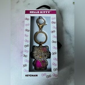 Hello Kitty Pink and Silver Keychain with Crystals. New. Gift ideas